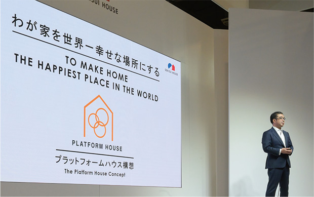写真：「CES2020」にて「プラットフォームハウス構想」について発表する社長の仲井