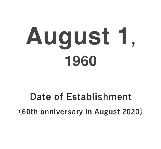 August 1, 1960 Date of Establishment (60th anniversary in August 2020)